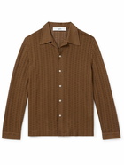 Séfr - Ripley Camp-Collar Pointelle-Knit Organic Cotton-Blend Shirt - Brown