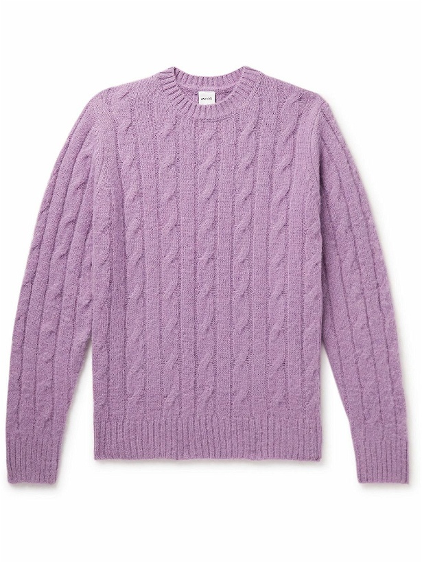 Photo: Aspesi - Cable-Knit Brushed-Wool Sweater - Purple