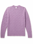 Aspesi - Cable-Knit Brushed-Wool Sweater - Purple