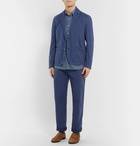 Mr P. - Blue Unstructured Garment-Dyed Peached Cotton-Twill Suit Jacket - Men - Blue