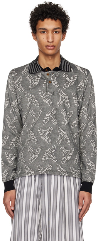 Photo: Vivienne Westwood Gray Printed Long Sleeve Polo