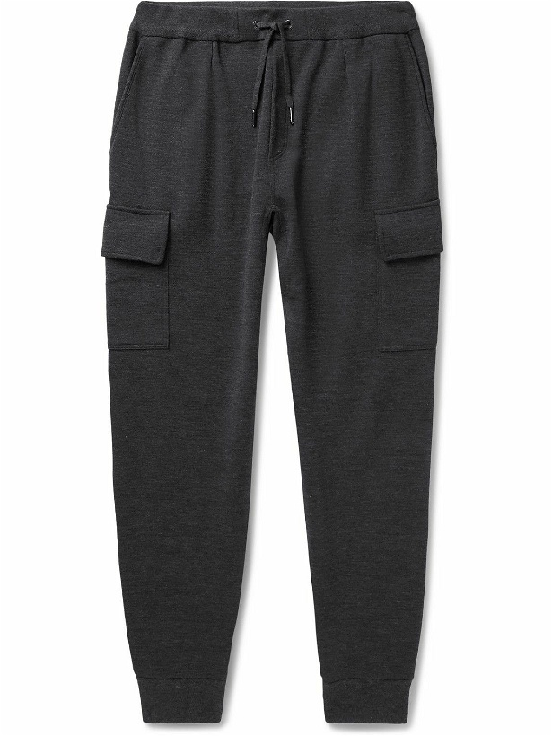 Photo: Ralph Lauren Purple label - Tapered Stretch-Jersey Drawstring Cargo Trousers - Gray
