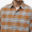 Universal Works Men's Brushed Flannel Square Pocket Shirt in Grey/Orange Check