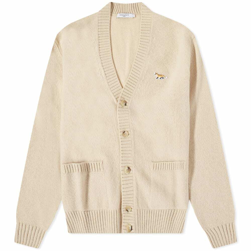 Maison Kitsuné Men's Baby Fox Patch Cosy Cardigan in Beige Maison