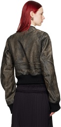 MM6 Maison Margiela Brown Faded Leather Jacket