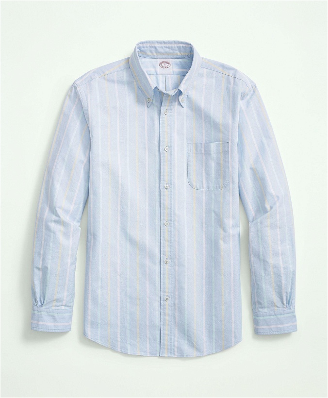 Photo: Brooks Brothers Men's Original Polo Button-Down Oxford Shirt in Archive Stripe | Light Blue