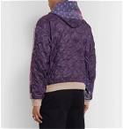 KAPITAL - Patchwork Bandana-Print Cotton-Jersey and Quilted Satin Hoodie - Purple