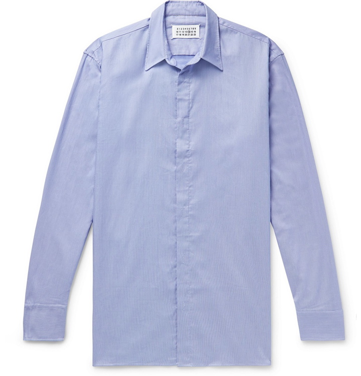Photo: Maison Margiela - Pinstriped Cotton-Poplin Shirt - Blue