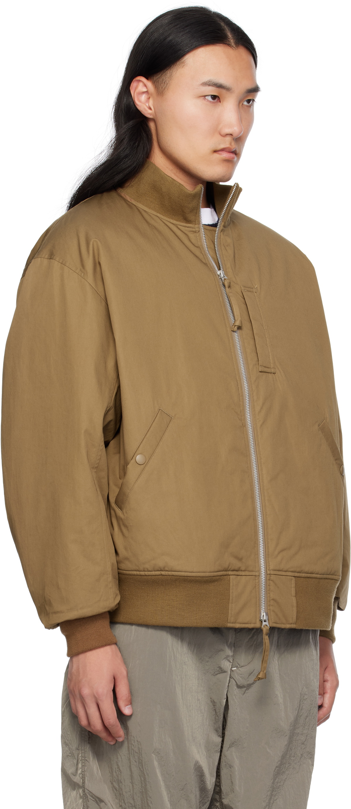nanamica Brown Insulation Varsity Bomber Jacket Nanamica