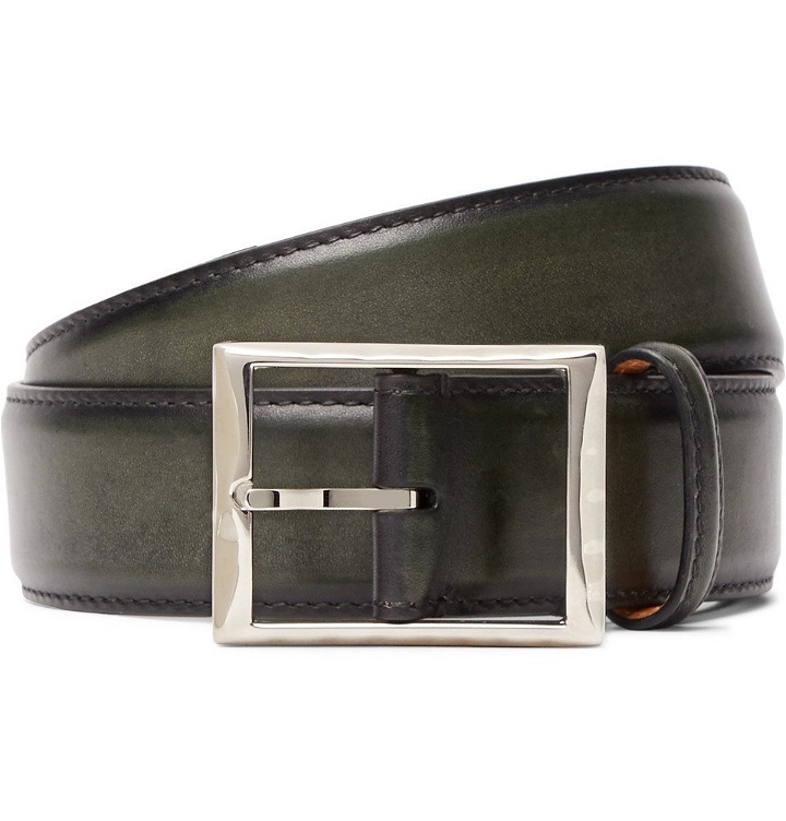 Photo: Berluti - 3.5cm Green Leather Belt - Men - Green