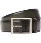 Berluti - 3.5cm Green Leather Belt - Men - Green