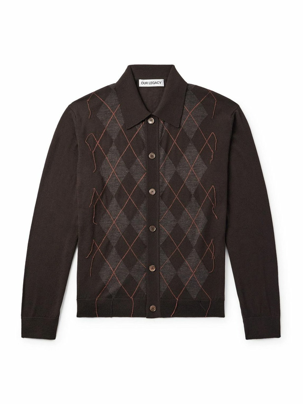 Photo: Our Legacy - Evening Argyle Wool Shirt - Brown