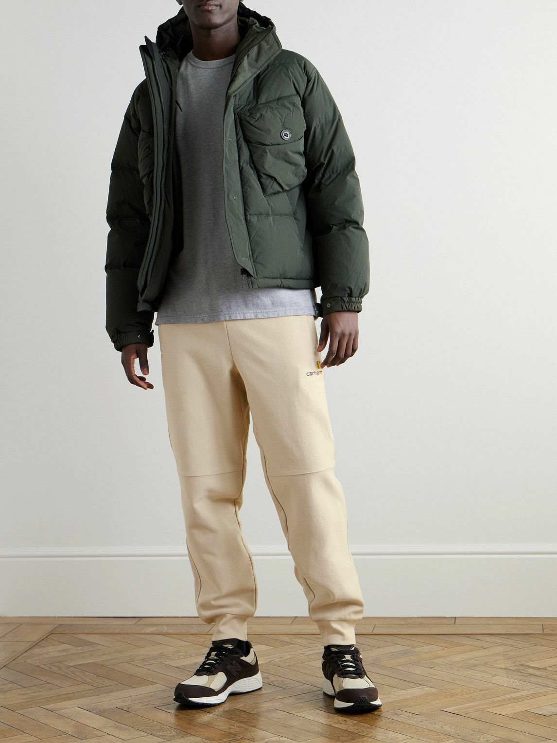 Carhartt WIP - American Script Tapered Cotton-Blend Jersey Sweatpants - Neutrals