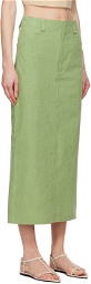 AURALEE Green Faded Midi Skirt