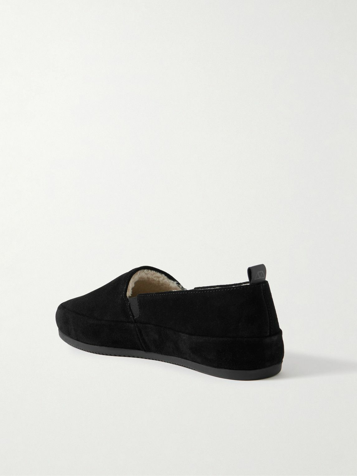 Mulo - Shearling-Lined Suede Loafers - Black