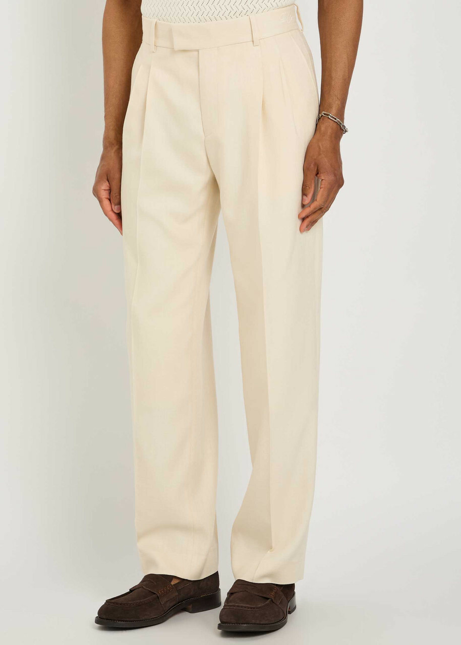 DRÔLE DE Monsieur Pantalon Golfeur Logo-embroidered Woven Trousers Off White