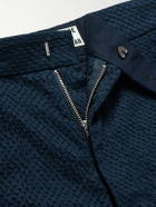 Blue Blue Japan - Gurkha Straight-Leg Belted Pleated Lace-Trimmed Cotton Shorts - Blue