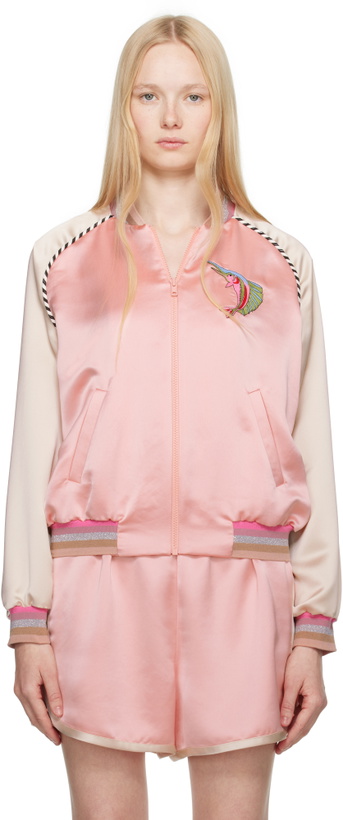 Photo: Anna Sui Pink Satin Embroidered Souvenir Bomber Jacket