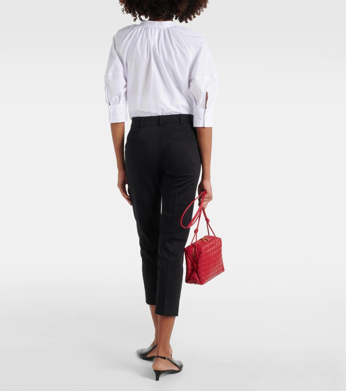 mustard stretch cropped straight pants  ::: m main image 0