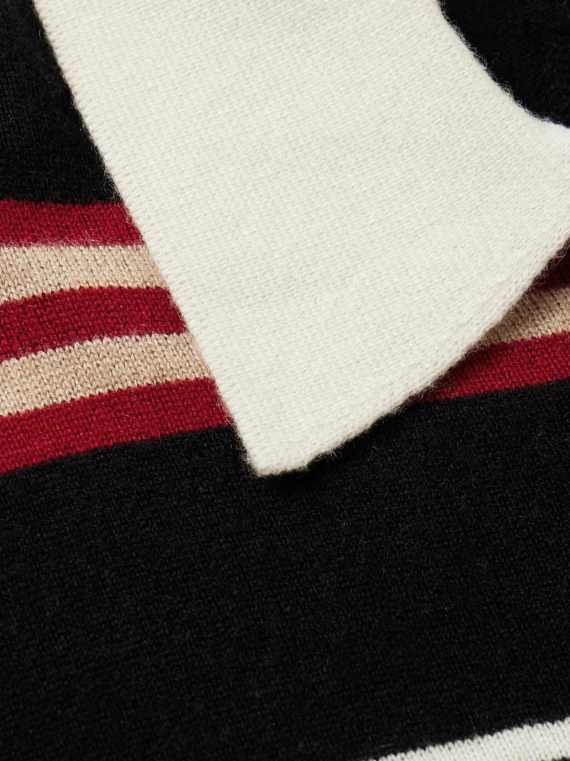 Guest In Residence - Rugby Striped Cashmere Polo Shirt - Black