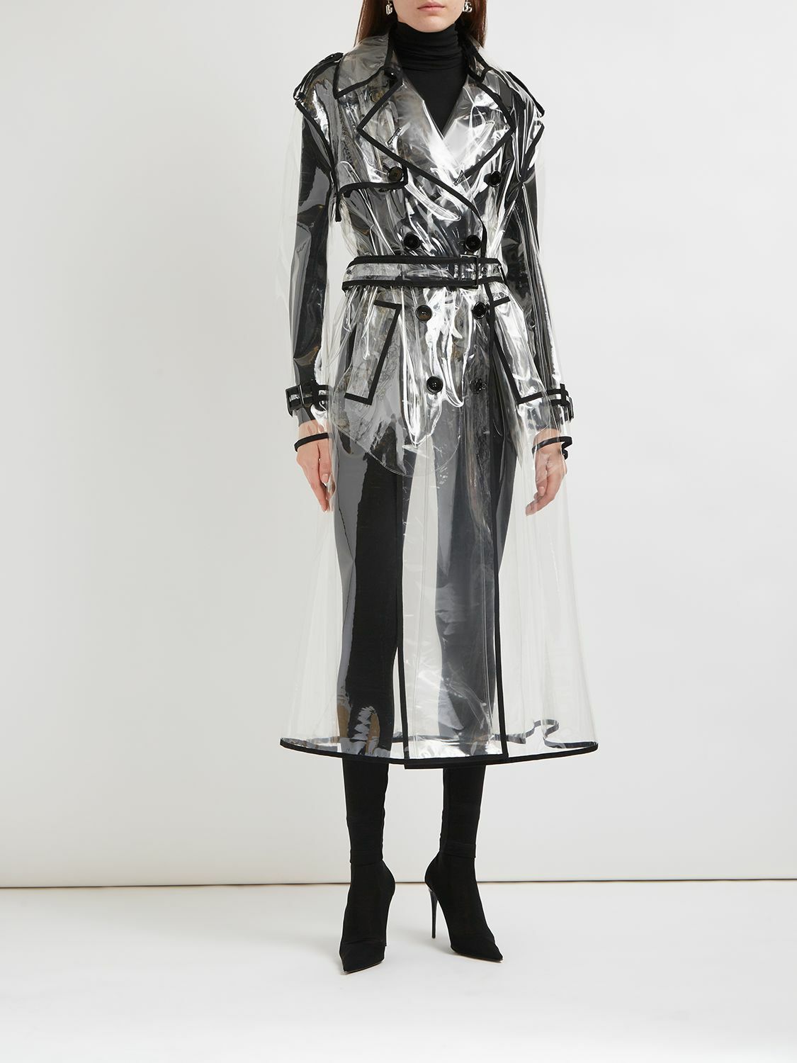DOLCE & GABBANA - Transparent Double Breasted Trench Coat Dolce