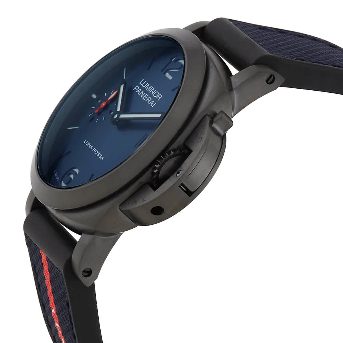 Panerai Luminor 40mm Quaranta Steel DLC Luna Rossa Automatic Blue Dial Mens Watch PAM01408