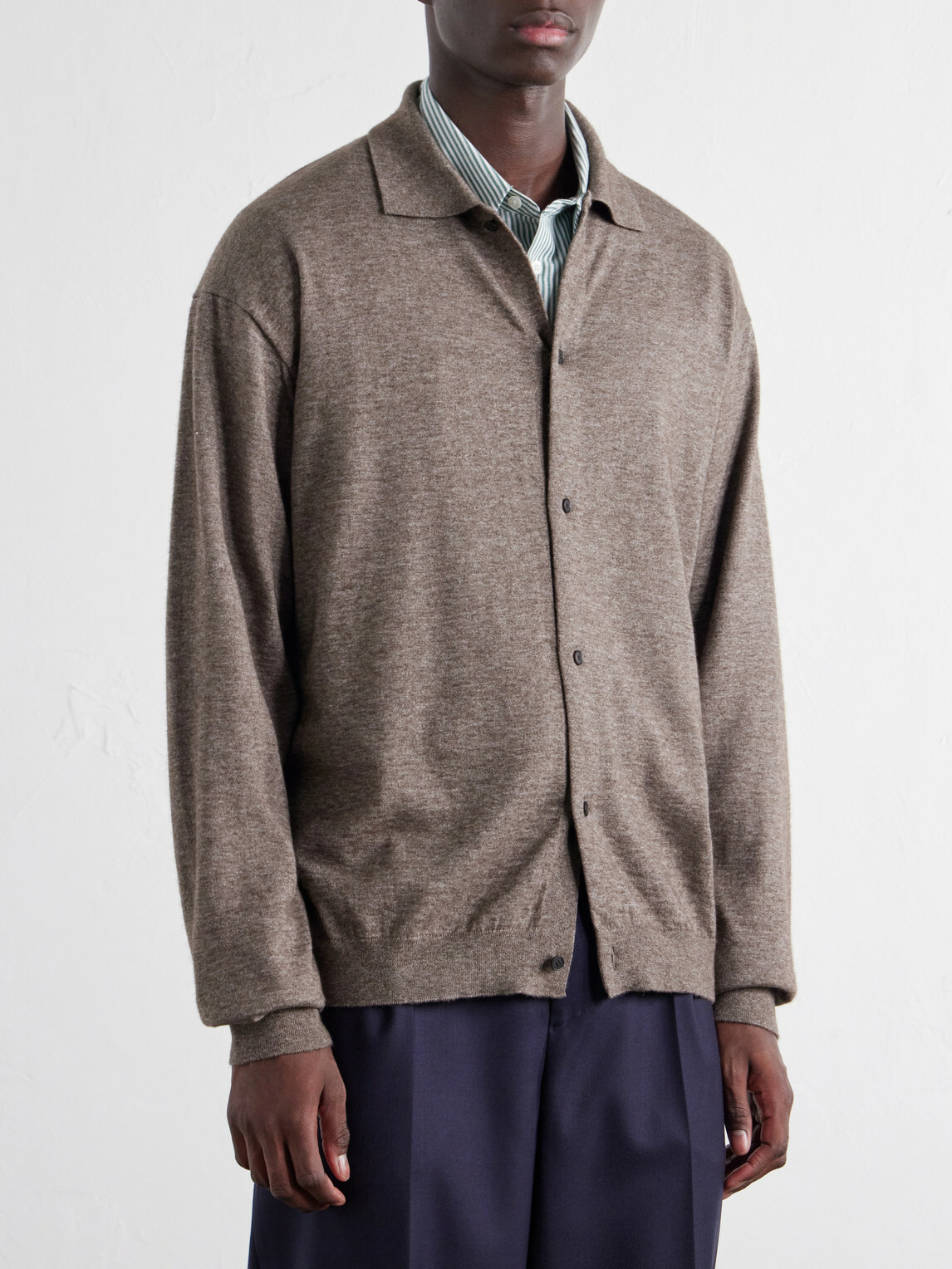 ATON - Cotton and Yak Wool-Blend Cardigan - Brown