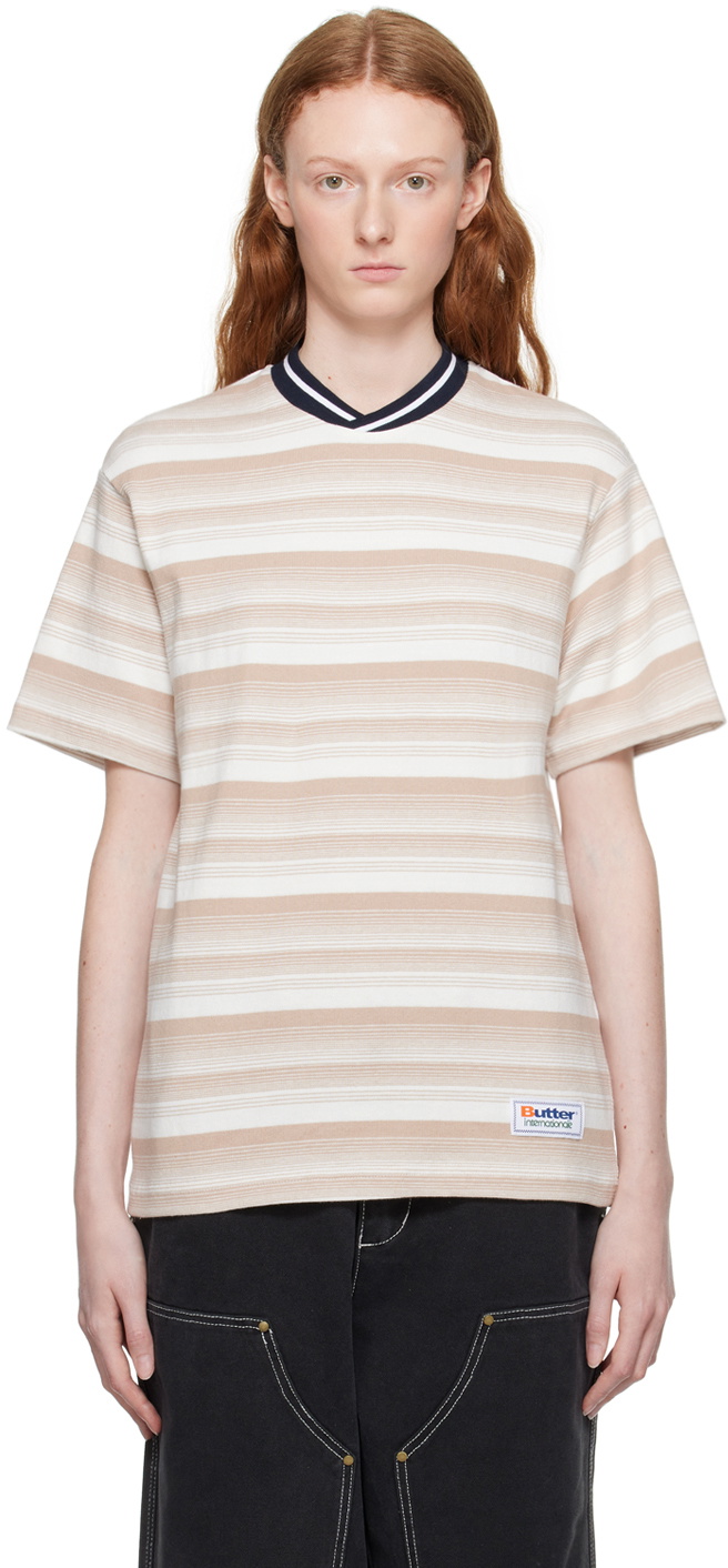 Butter Goods Taupe & White Striped T-Shirt Butter Goods