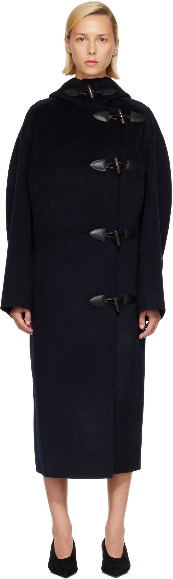 Róhe Navy Double-Faced Wool Duffle Coat