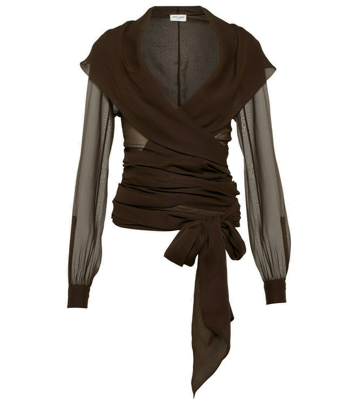 Photo: Saint Laurent Hooded silk crêpe wrap top
