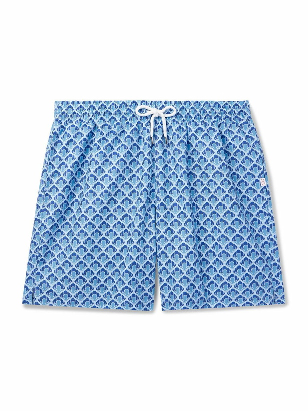 Photo: Derek Rose - Straight-Leg Mid-Length Printed Swim Shorts - Blue