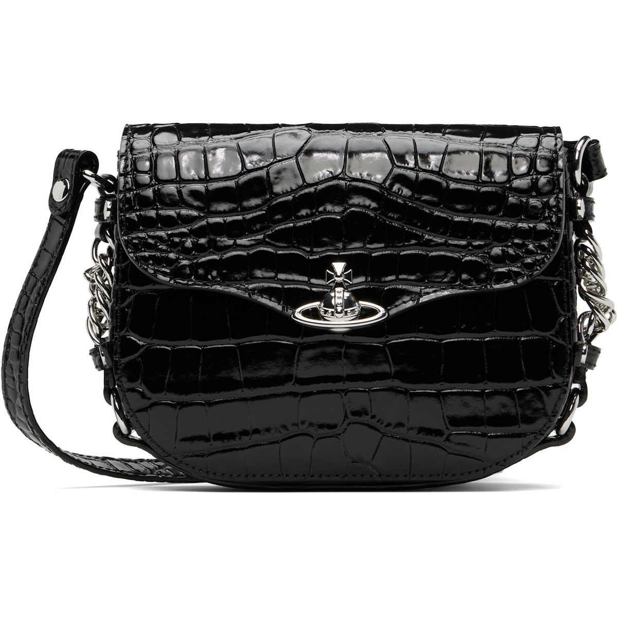 Vivienne Westwood Black Hunter Flap Crossbody Bag