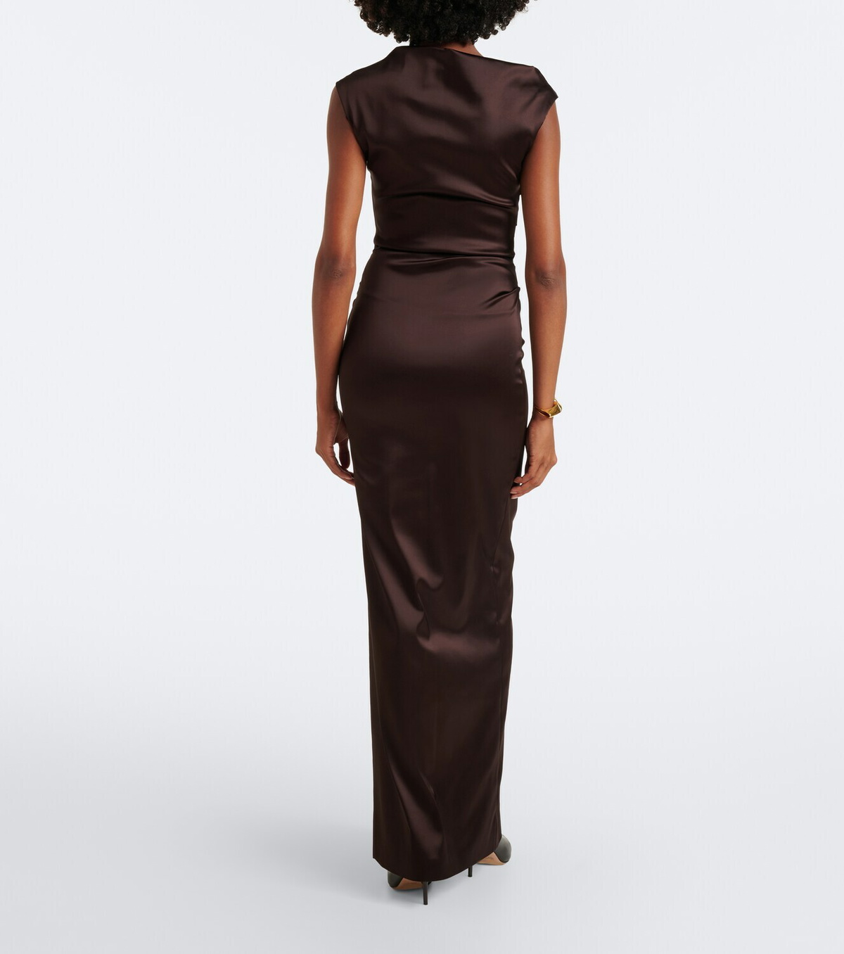 Max Mara Ruched embellished satin cocktail dress