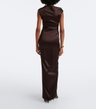 Max Mara Ruched embellished satin cocktail dress