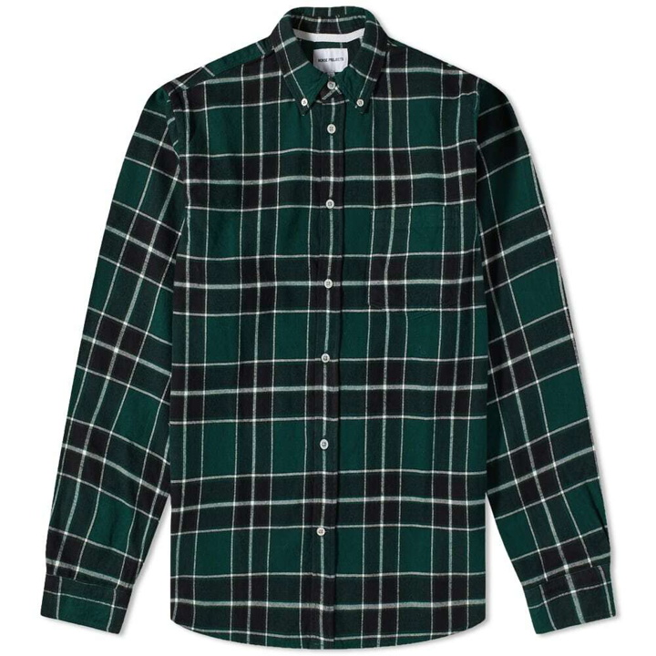 Photo: Norse Projects Men's Anton Brushed Flannel Shirt in Varsity Green
