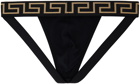 Versace Underwear Black Greca Border Jockstrap