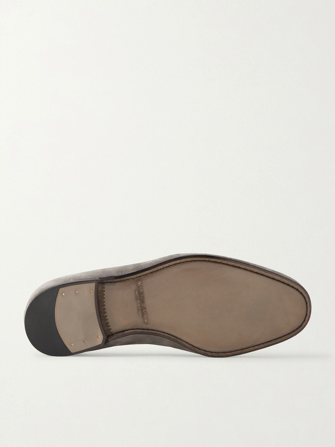 Manolo Blahnik - Modena Leather-Trimmed Suede Loafers - Gray