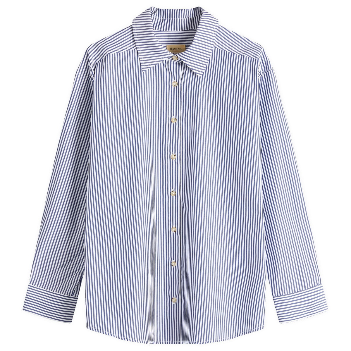 DONNI. Women's Stripe Pop Shirt in Navy Stripe