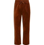 YMC - Wide-Leg Cotton-Corduroy Drawstring Trousers - Men - Brown