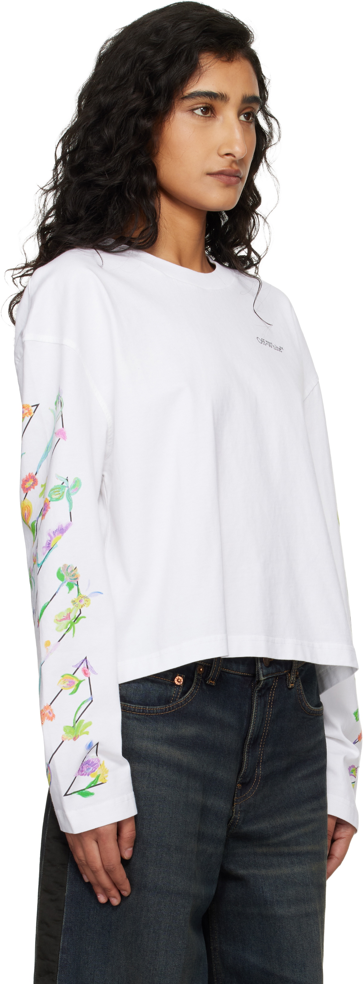 Off-White White Diagonal Glowing Flower T-shirt