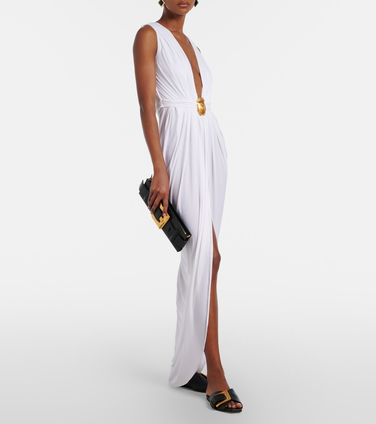 Balmain Embellished jersey maxi dress