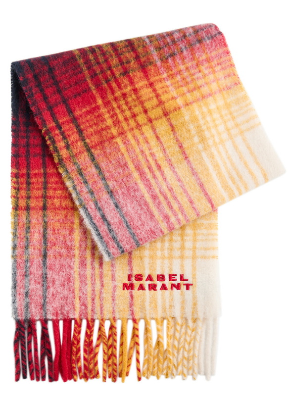 Photo: Isabel Marant Firny Checked Alpaca-blend Scarf - Red - One Size