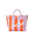MC2 Saint Barth Colette Cotton Canvas Handbag With Lilac And Red Stripes