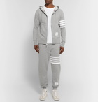 Thom Browne - Striped Loopback Cotton-Jersey Zip-Up Hoodie - Gray