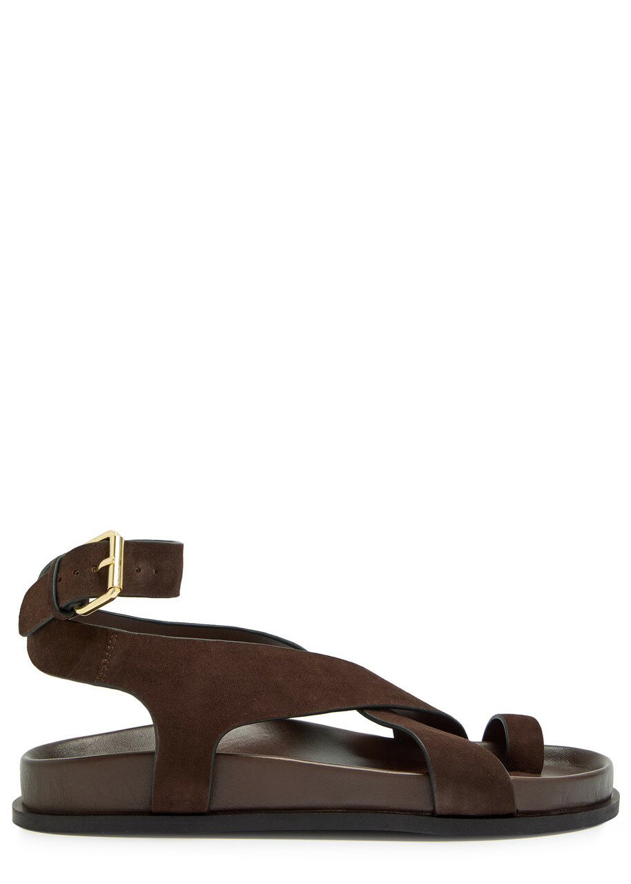 A.emery Jalen Cross-over Suede Sandals Brown