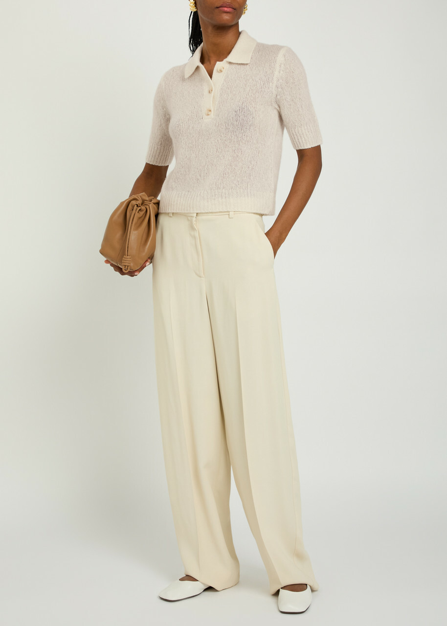 Lisa Yang Masy Cashmere and Silk-blend Polo top Cream