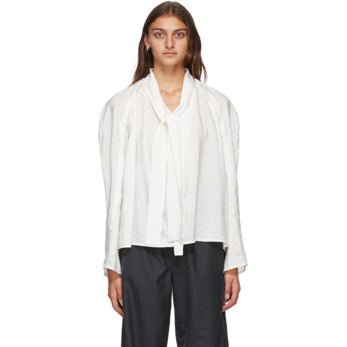 Lemaire White Silk Tie Blouse Lemaire