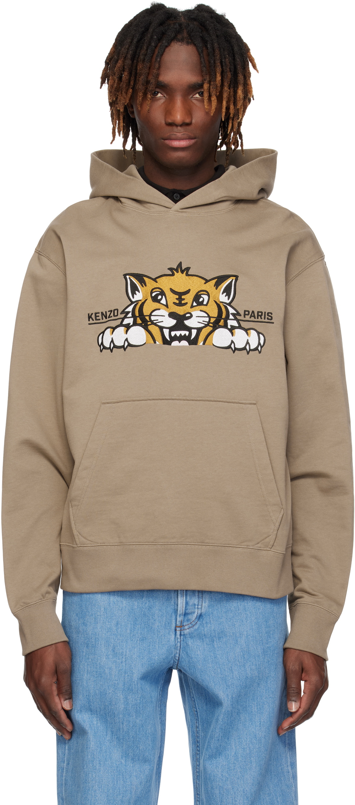 Kenzo Brown Kenzo Paris 'KENZO Happy Tiger' Embroidered Hoodie Kenzo