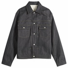 Jil Sander Men's Raw Denim Trucker Jacket in Deft Blue