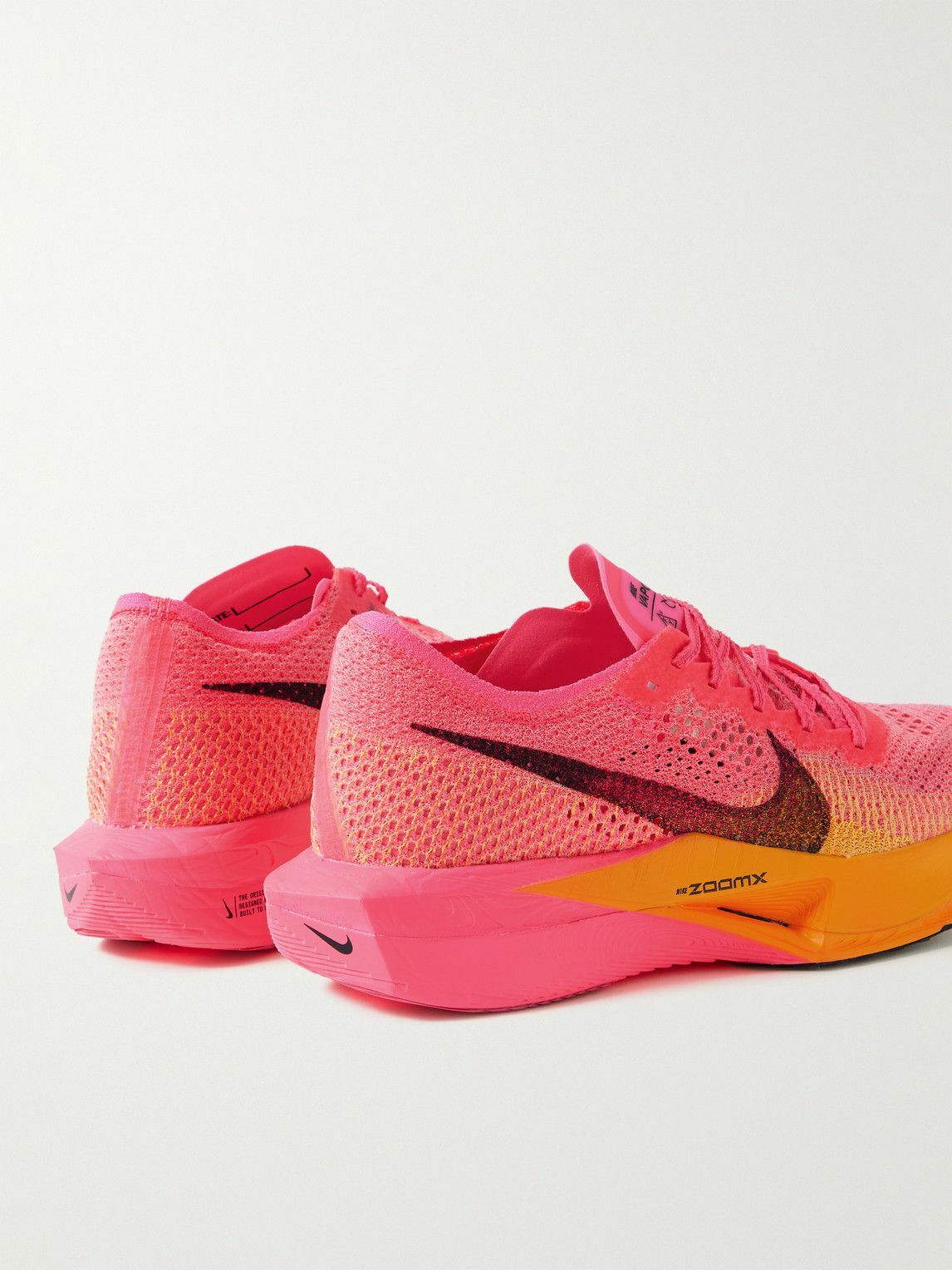 Nike Running - ZoomX Vaporfly 3 Flyknit Running Sneakers - Pink Nike ...